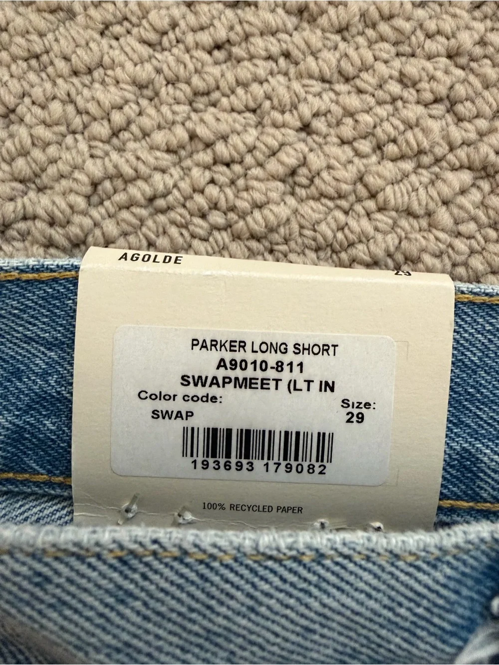 NWT Agolde Light Blue Distressed Parker Denim Jean Shorts Size 29 - Picture 3 of 4